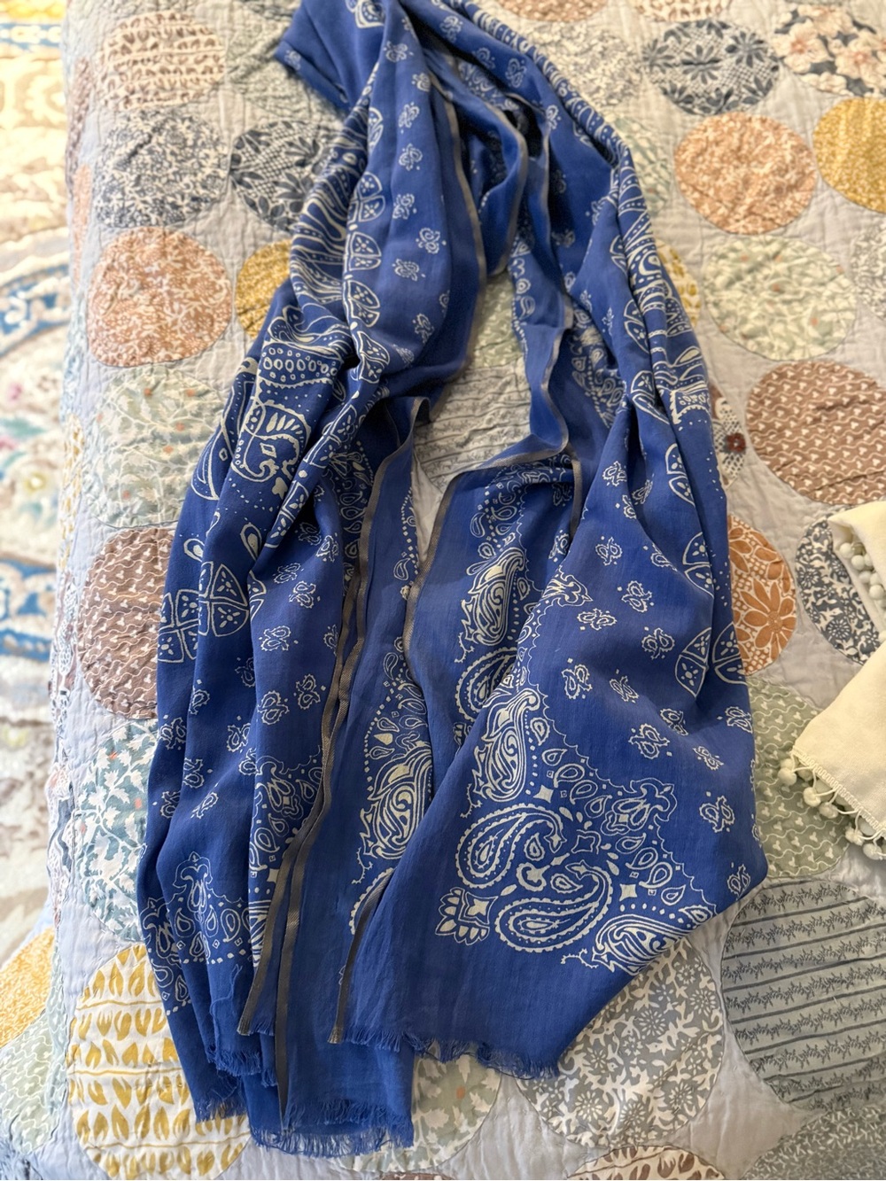 J. Crew Blue and White Paisley Bandana Scarf